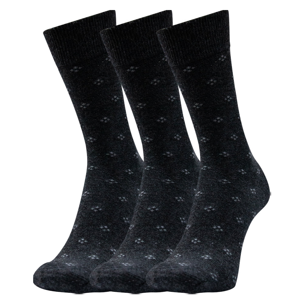 Men Black Crew Socks with Subtle Pattern
