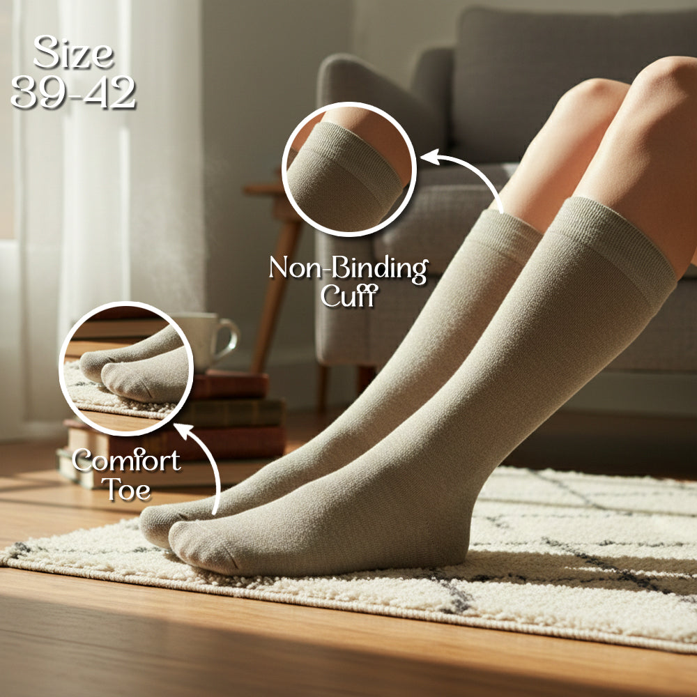 Women Dark Beige Plain Socks