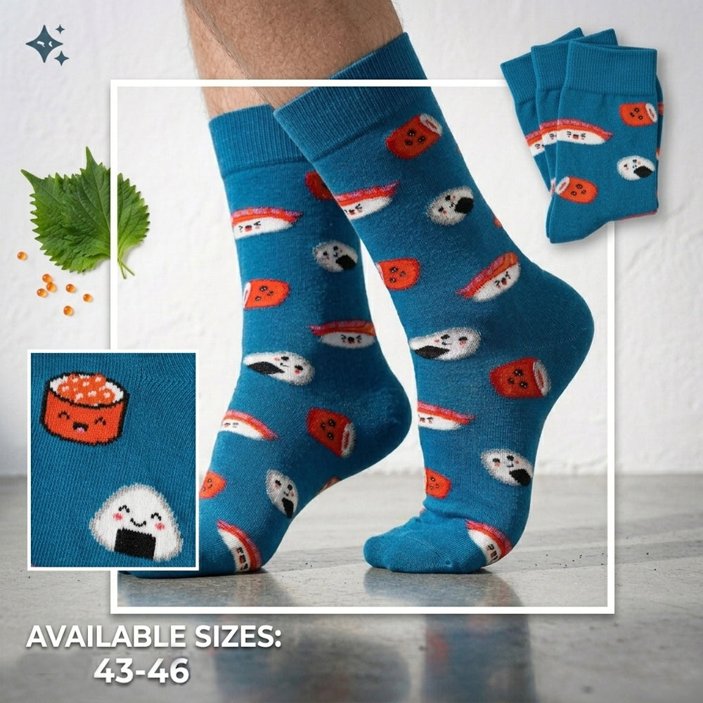 Premium Sushi Patterned Crew Socks