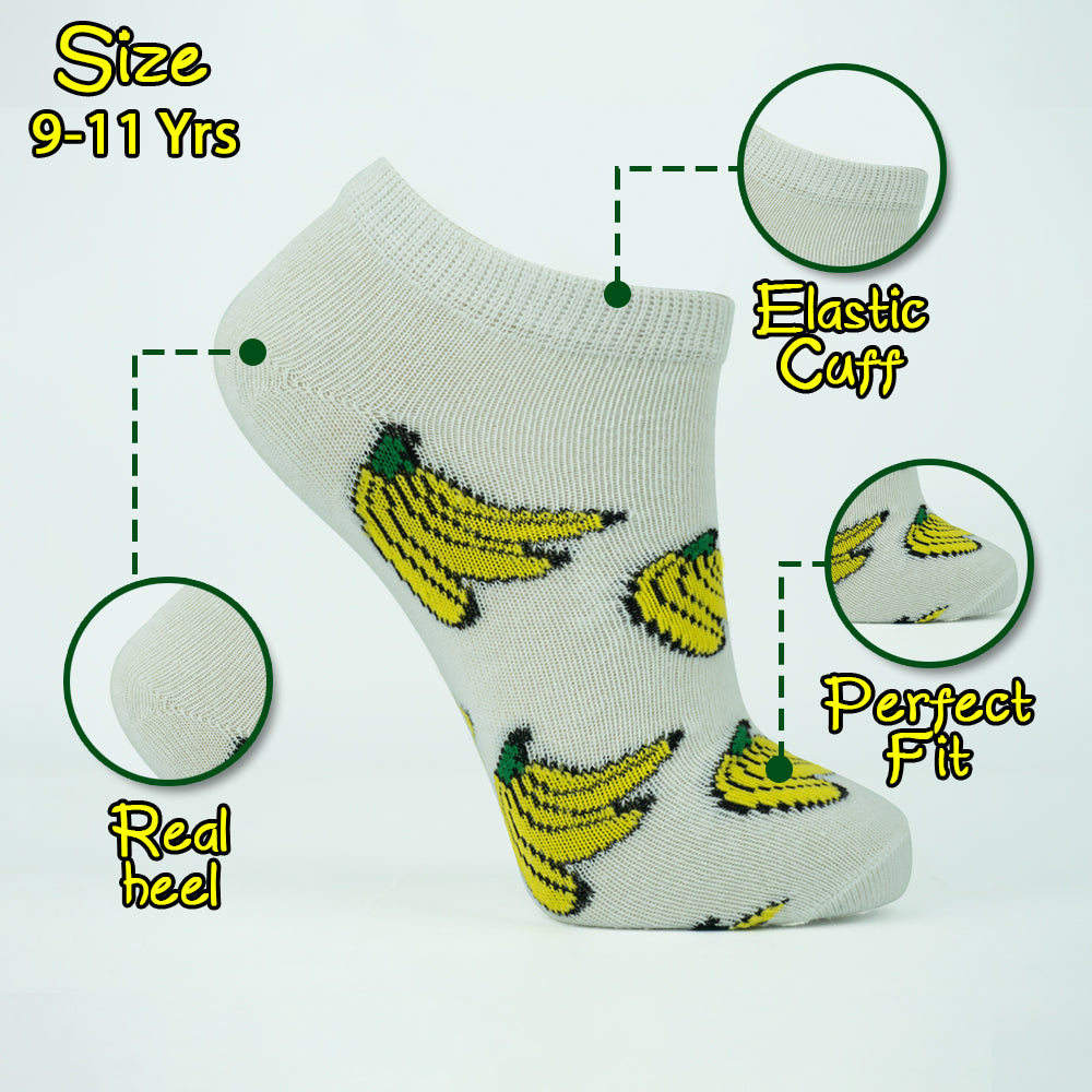 Banana Print Ankle Socks for Girls