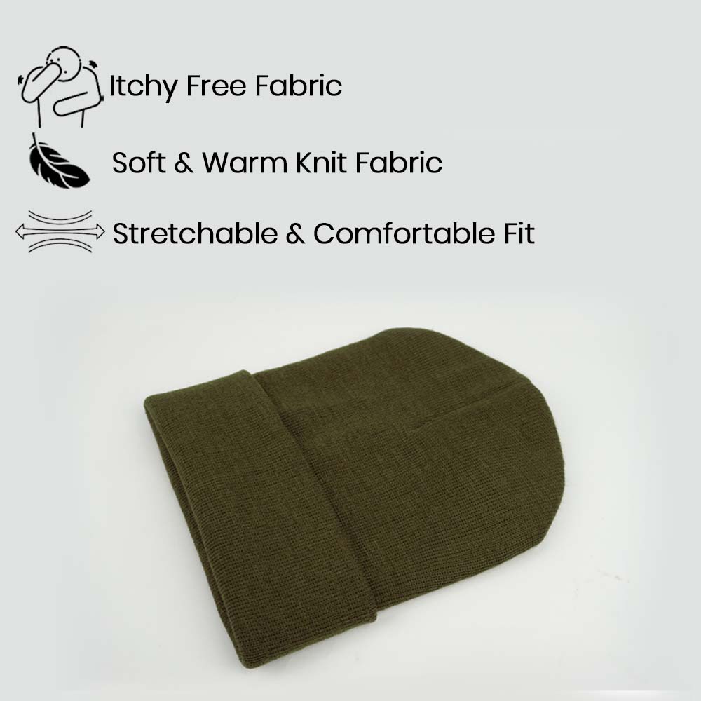 Men Essential Olive Green Beanie Cap (AC)