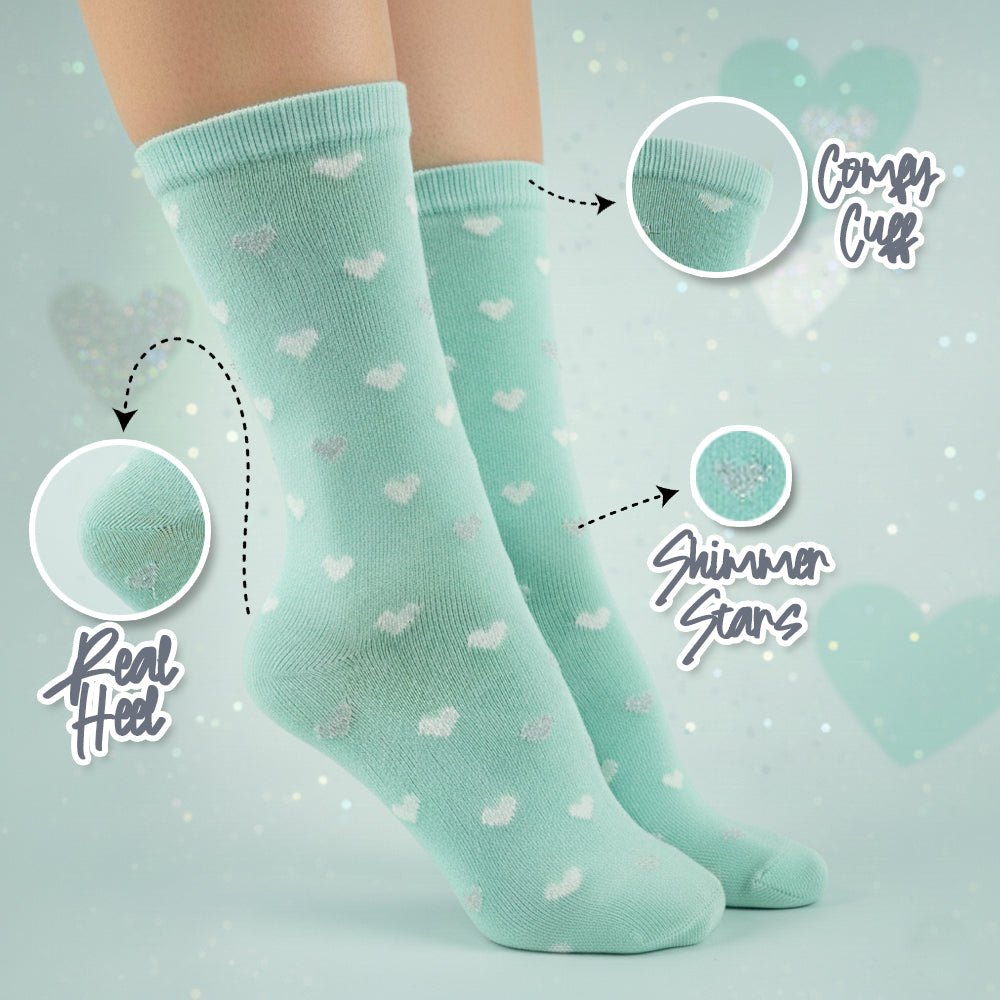 Girl heart Glitter Crew Socks