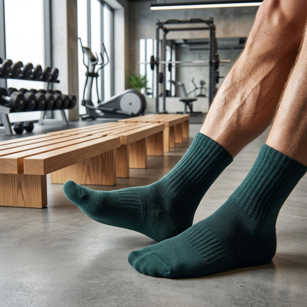 Forest Moss Ribbed Quarter Socks
