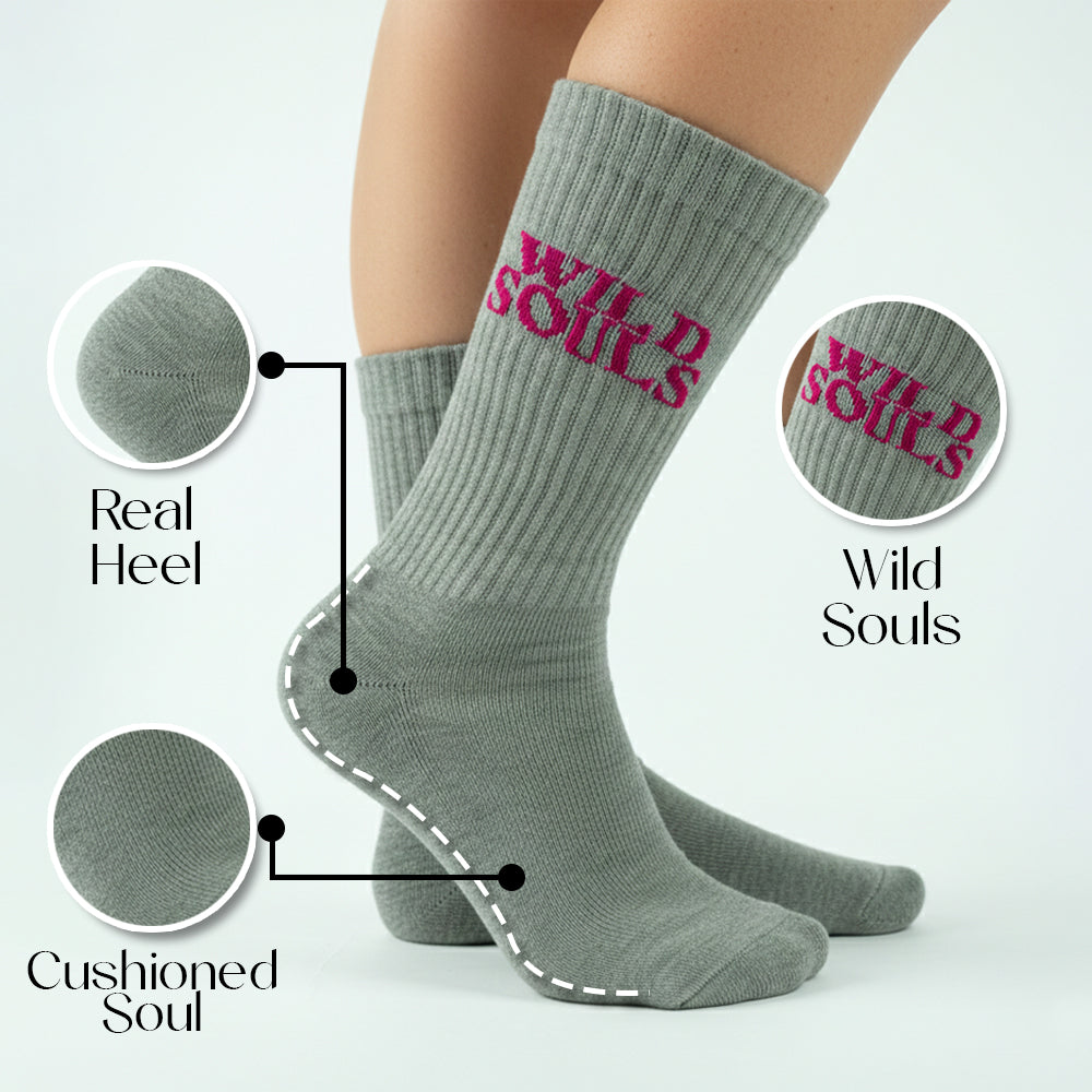 Pink "Wild Souls" Crew women Socks