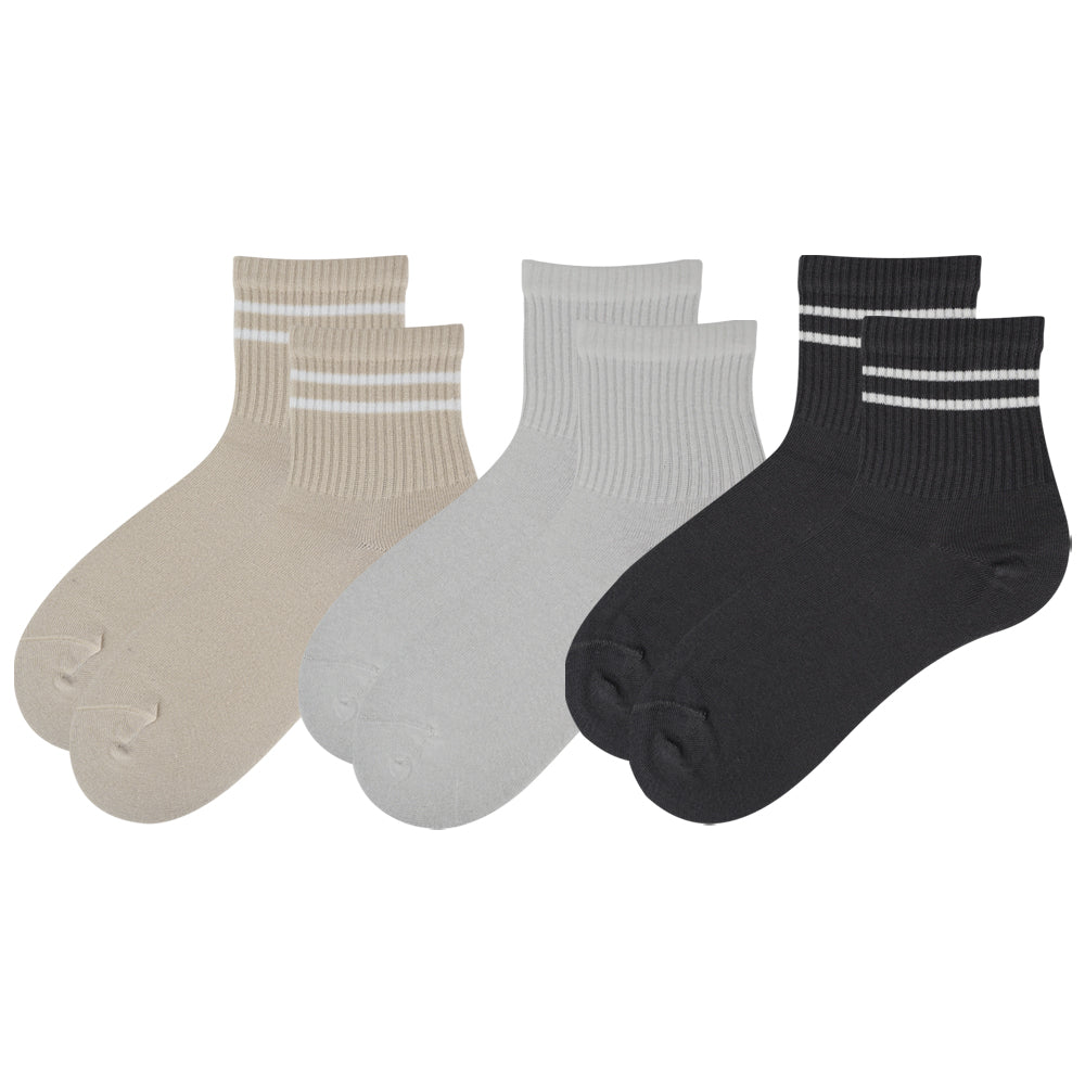 Men Retro-Athletic Ribbed Low-Cut Socks