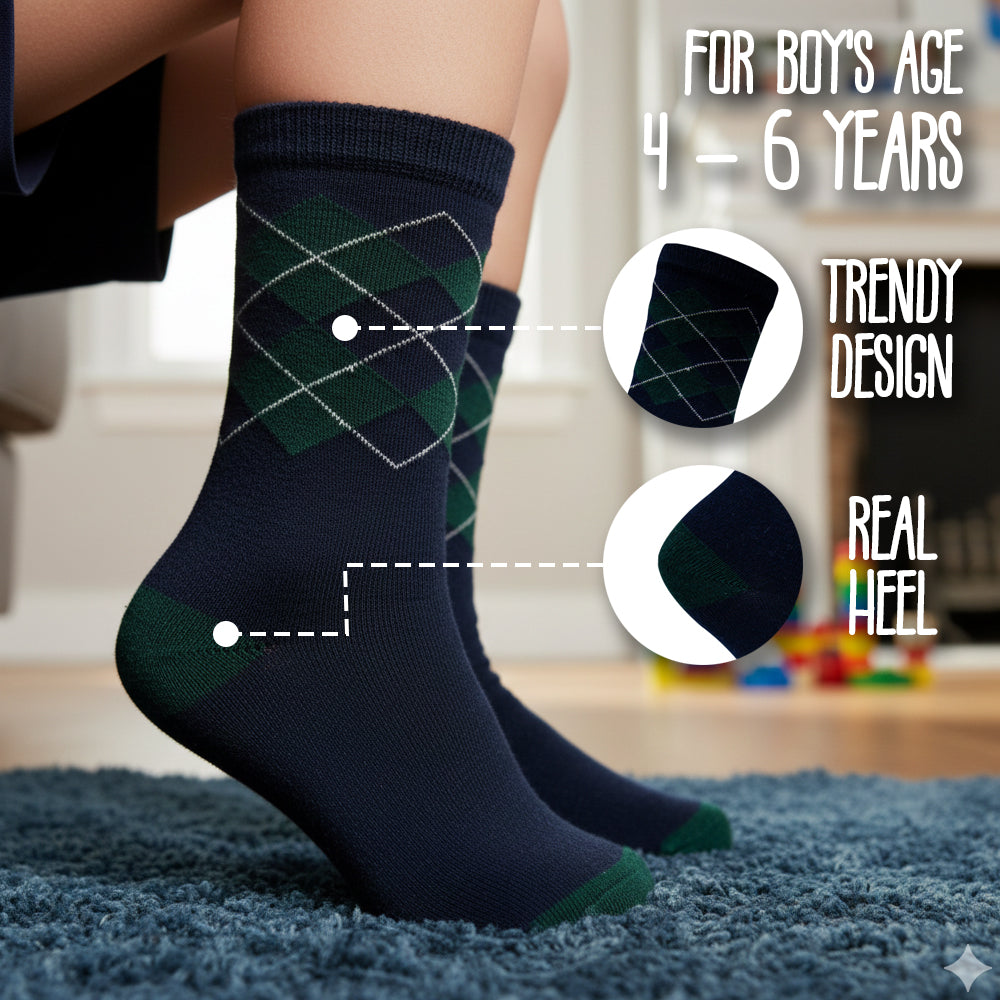 Navy Blue Boy's Argyle Socks