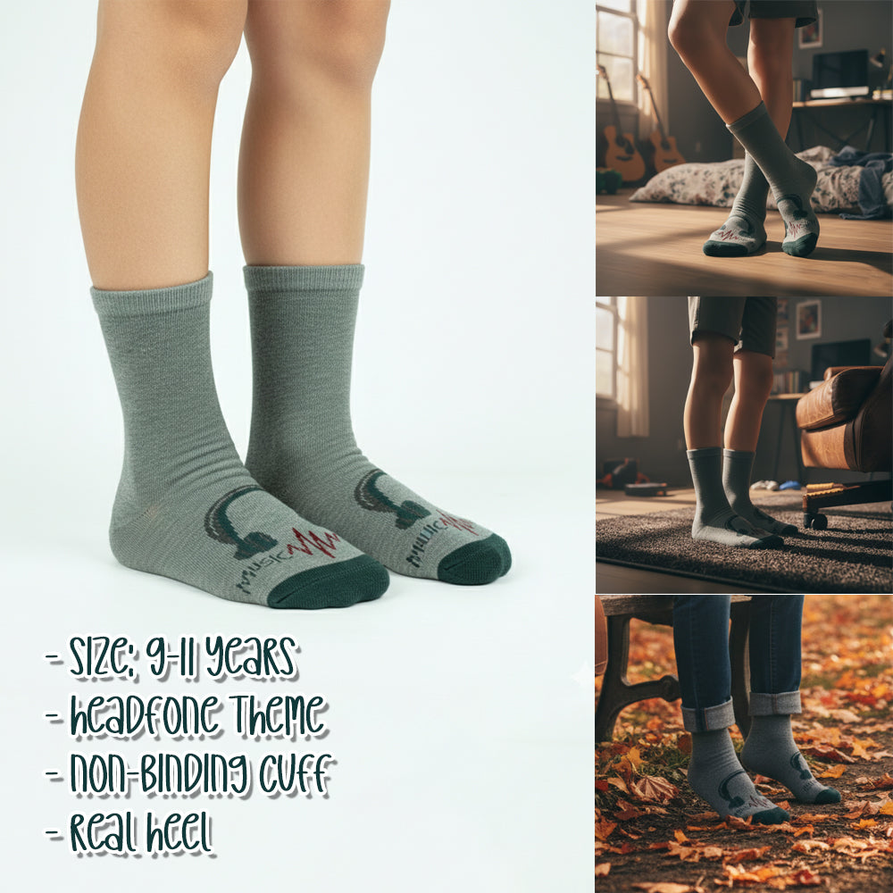Boys’ "Music On" Pattern Crew Socks
