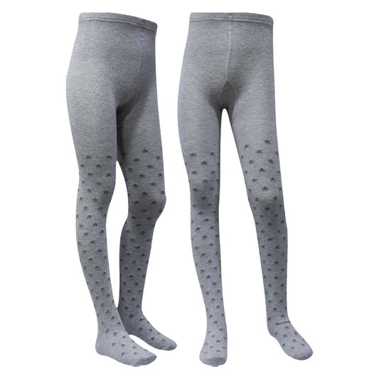 Girls Grey Star Print Tights  (CJ)