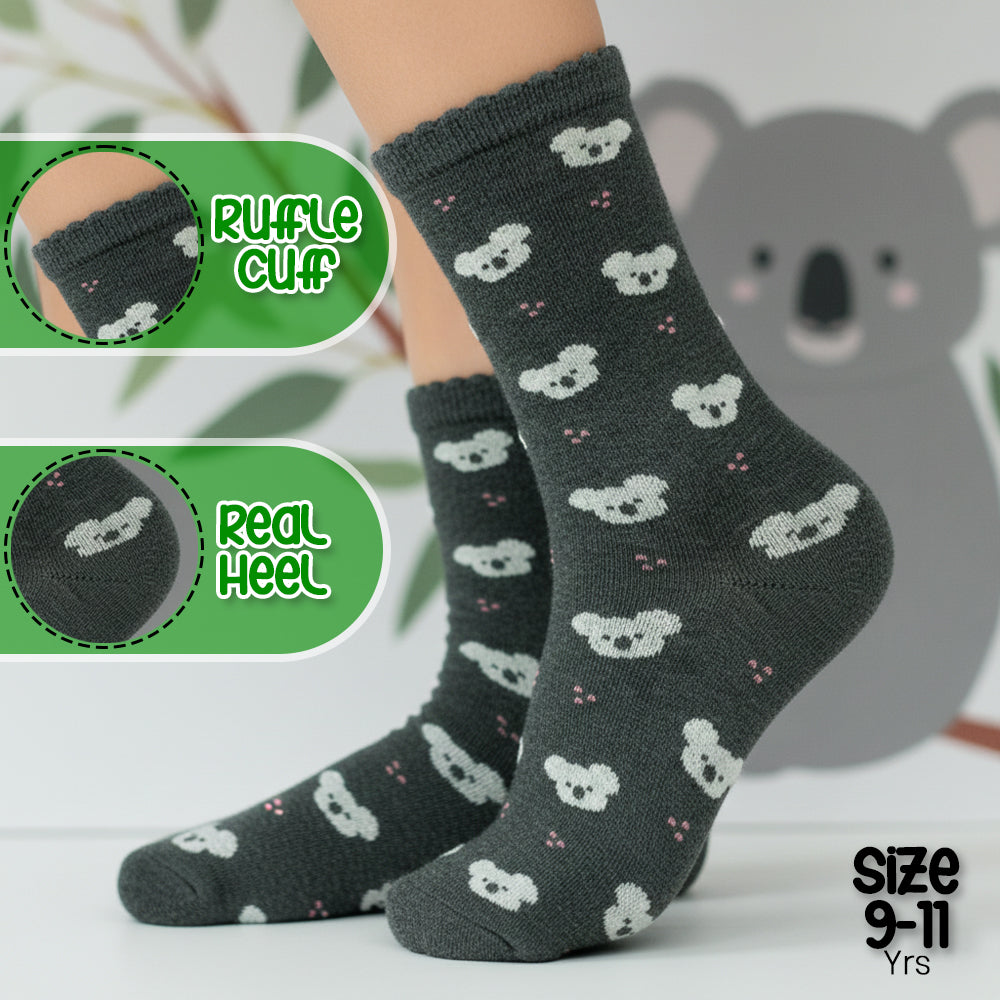 Koala Print Crew Socks for Girls