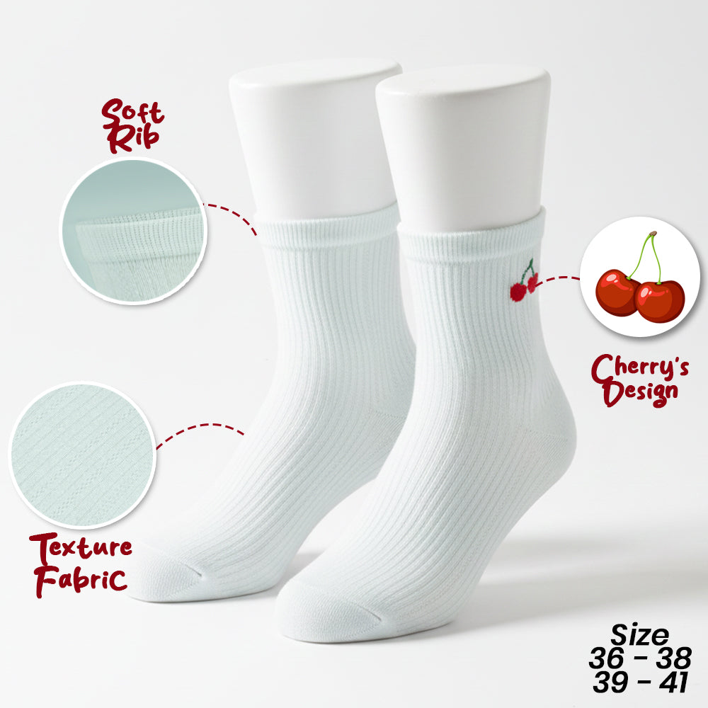 Cherry Print Ankle Women Socks