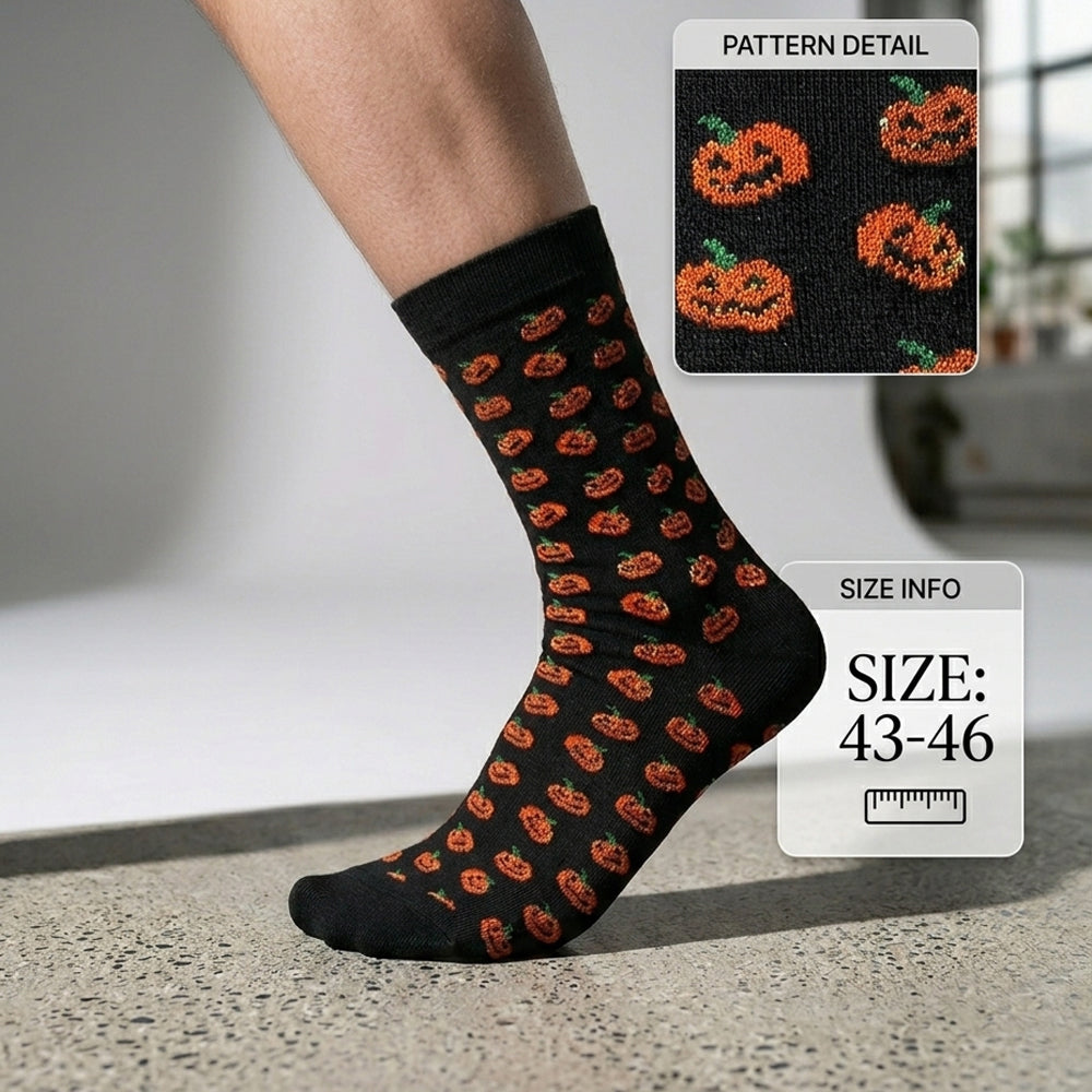 Spooky Pumpkin Pattern Crew Socks