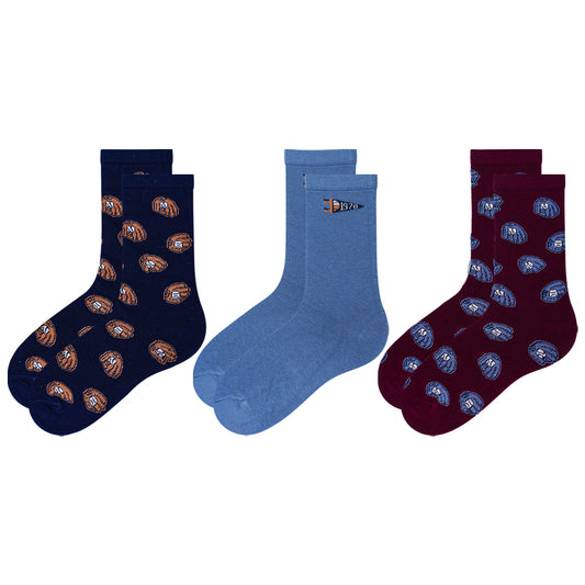 Boys Baseball Glove Print Crew Socks
