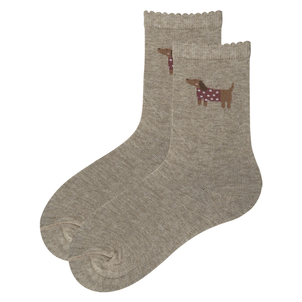 Girls Dogs Print Crew Socks