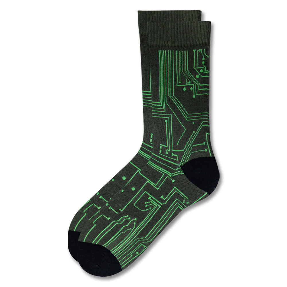 Men Circuit Board Pattern Crew Socks
