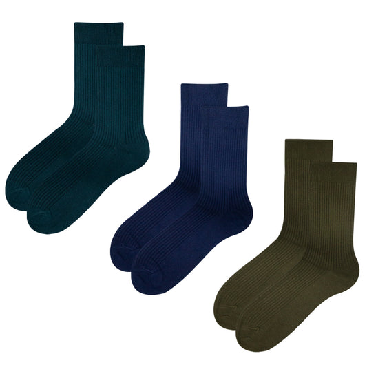 Pack of 3 - Men's Classic Ribbed Crew Socks
