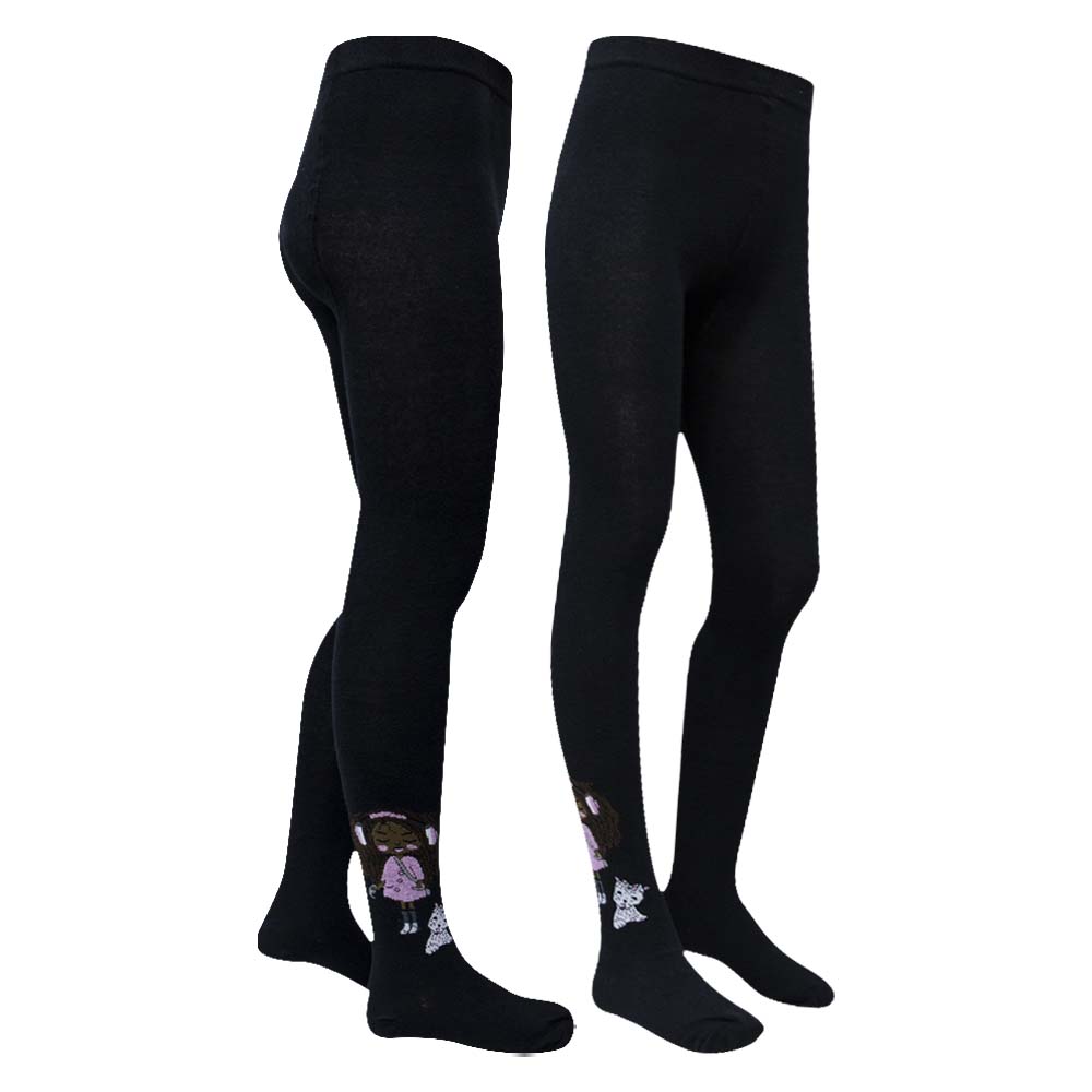 The Enchanted Doll design Girls Black Tights