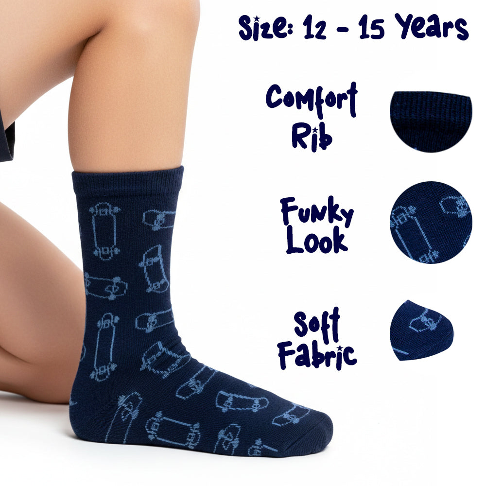 Skaty Print Boy's Crew Socks
