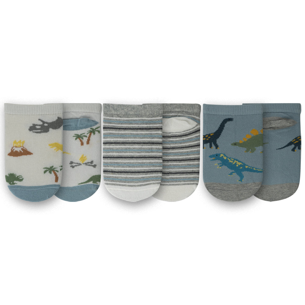 Boy's Dinosaur & Stripe Ankle Socks