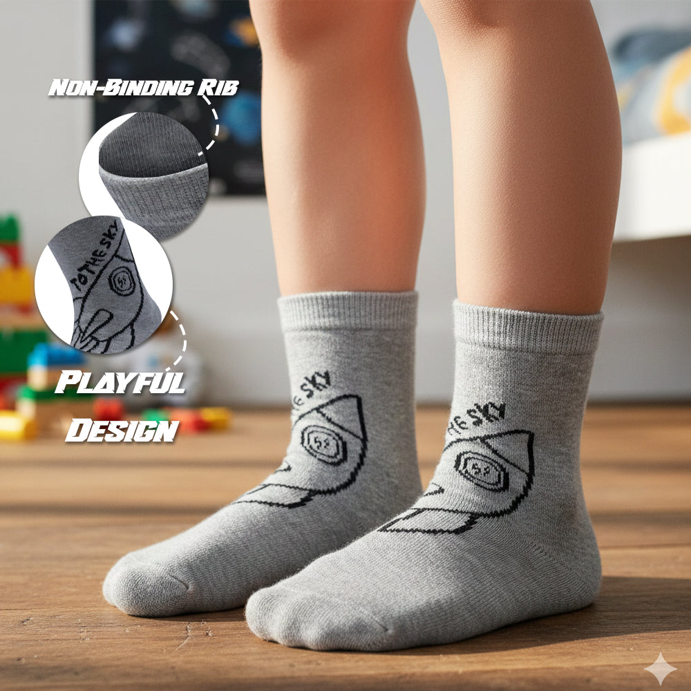 Rocket Print Boy's Crew Socks