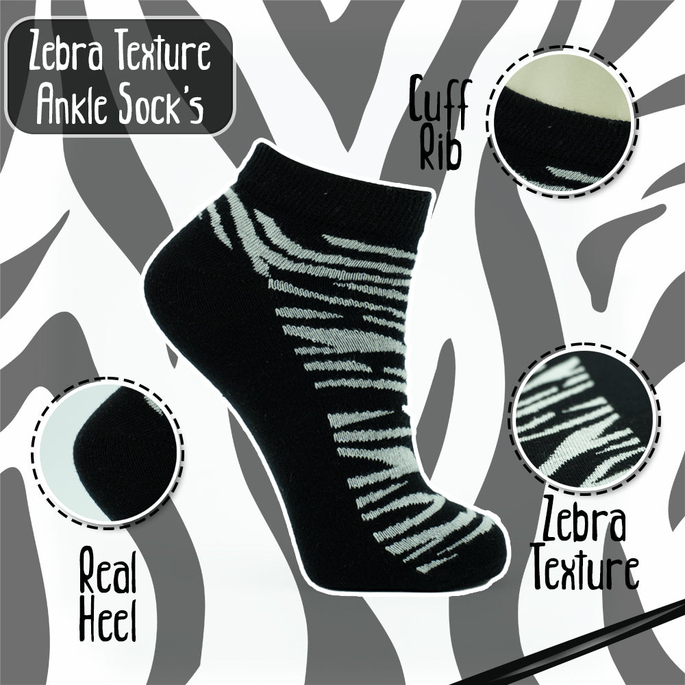 Zebra Print Ankle Socks for Women