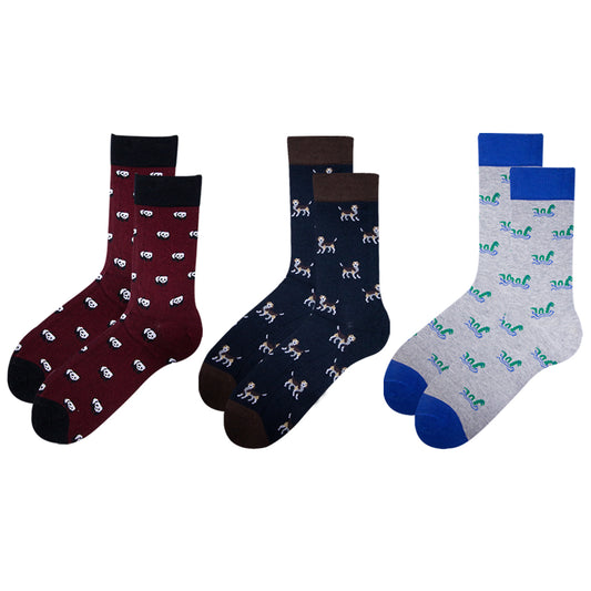 Pack of 3 - Playful Pattern Men’s Crew Socks