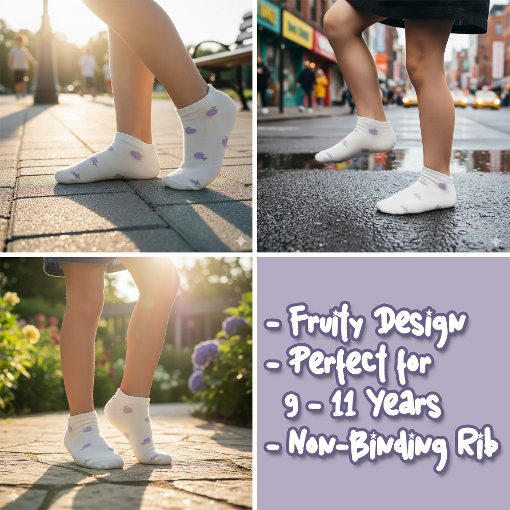 Lavender Fruit Print Ankle Girls Socks