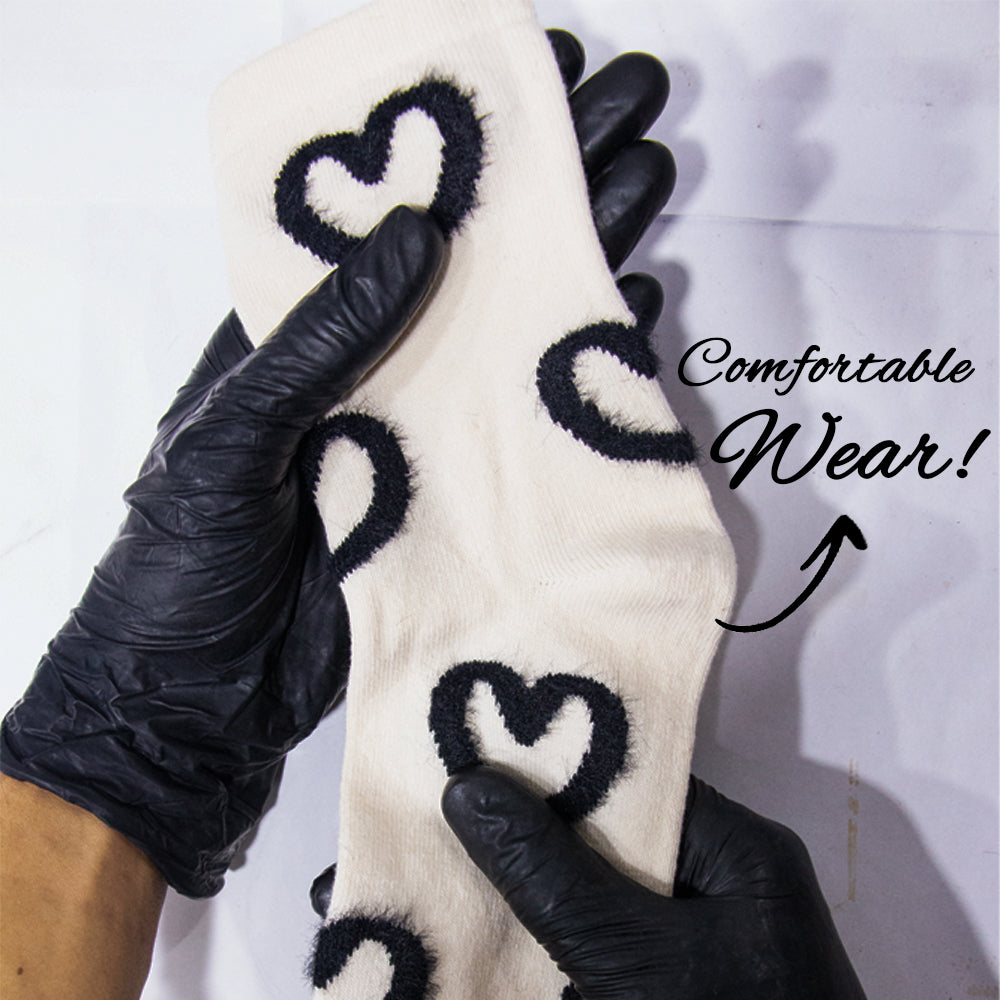 Women Cute Heart Print Crew Socks