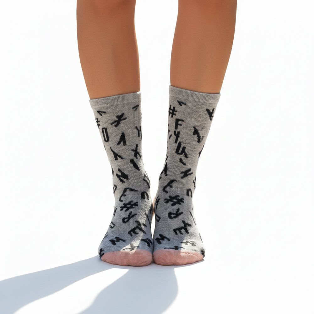 Girls Alphabet Print Crew Socks