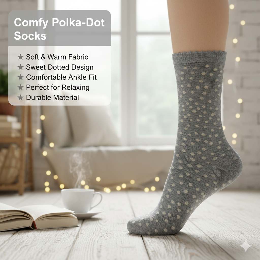 Trendy Comfy Girls Polka Dot Socks