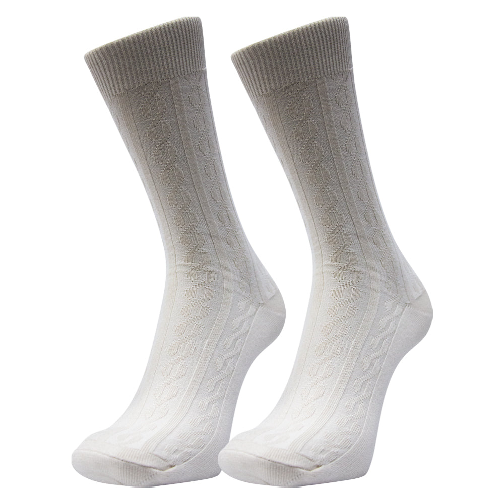 Men's White Cable Knit Dress Socks