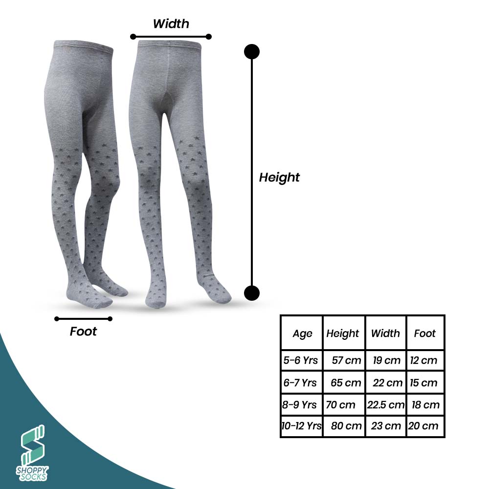 Girls Grey Star Print Tights  (CJ)