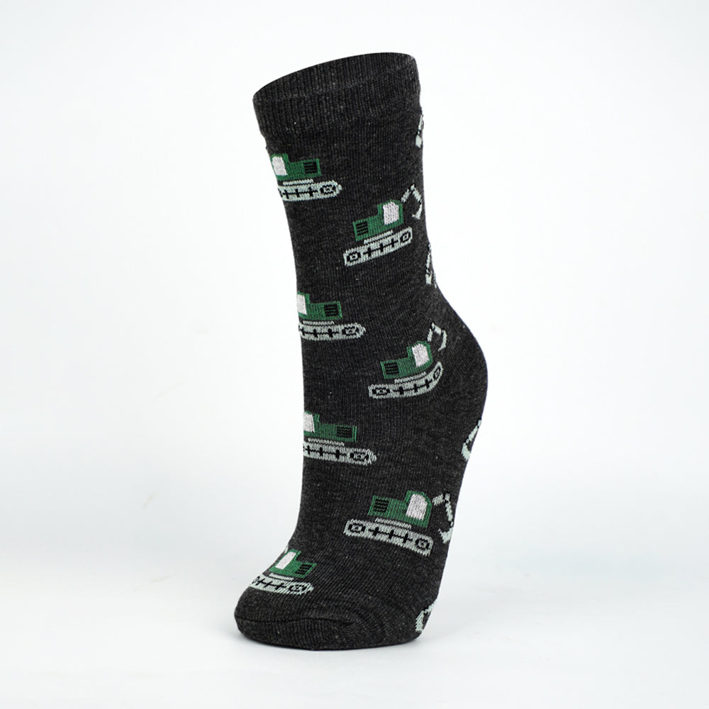 Boys Excavator Print Crew Socks