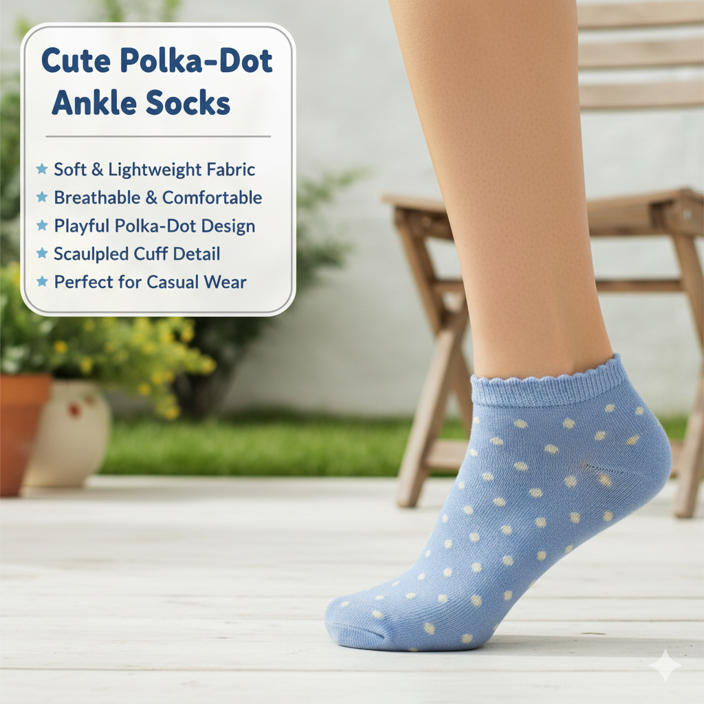 Chic Scalloped Dot Ankle Socks for Girls