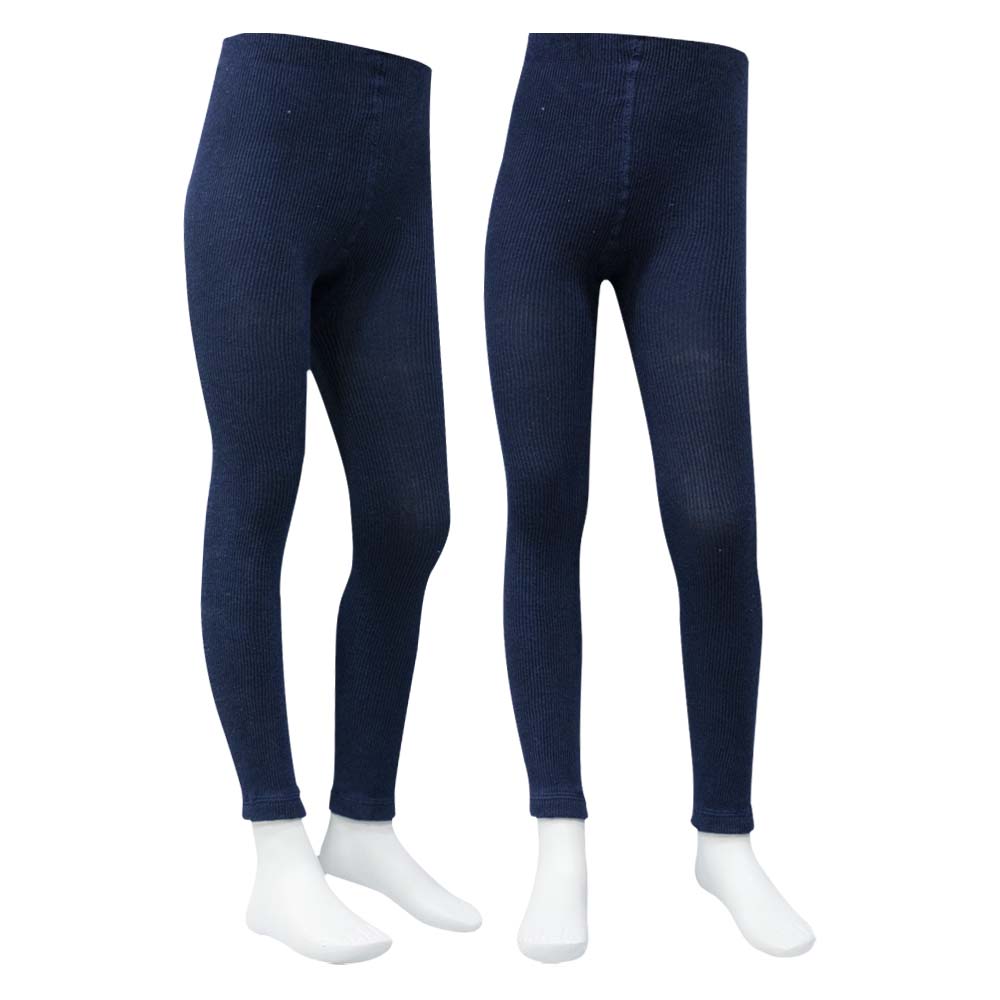 Girls Dark Blue Ribbed Leggings (OT)