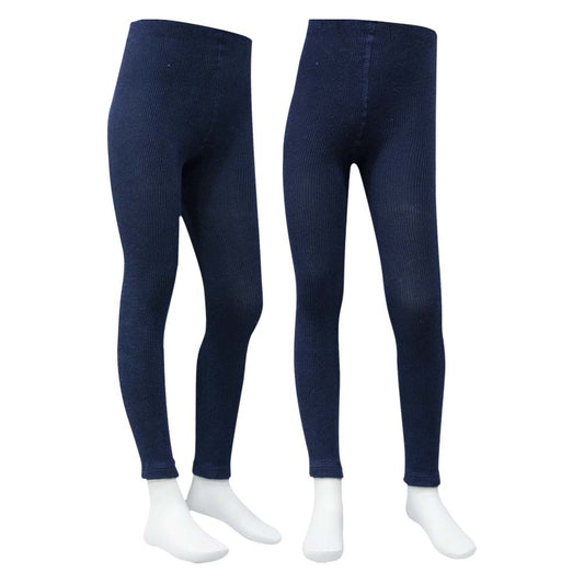 Girls Dark Blue Ribbed Leggings (OT)
