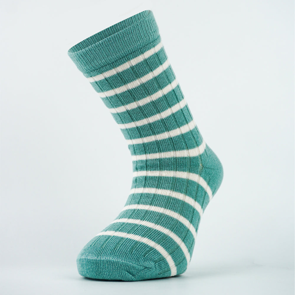 Girls Retro Ribbed Striped Crew Socks