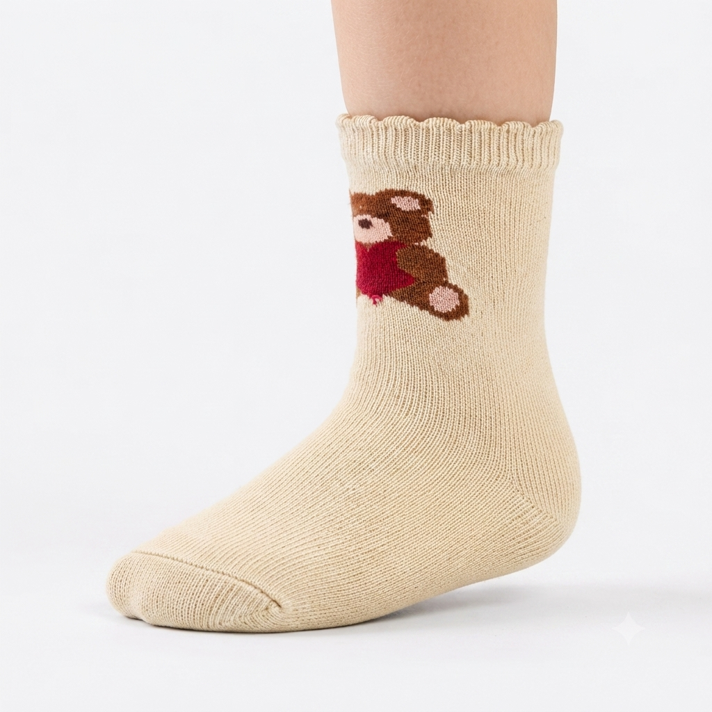 Heart Teddy Bear Girls Socks