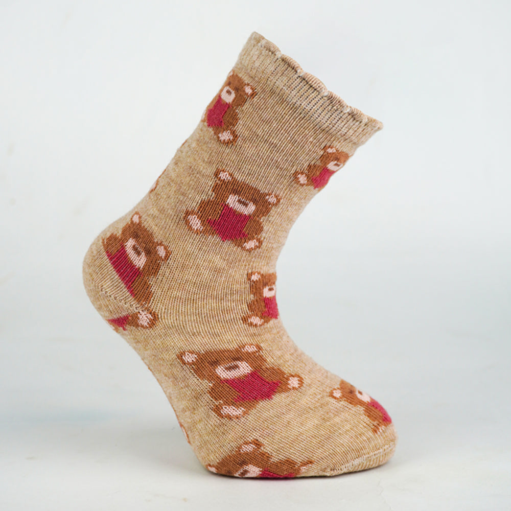 Teddy Bear Print Ankle Socks for Baby Girls