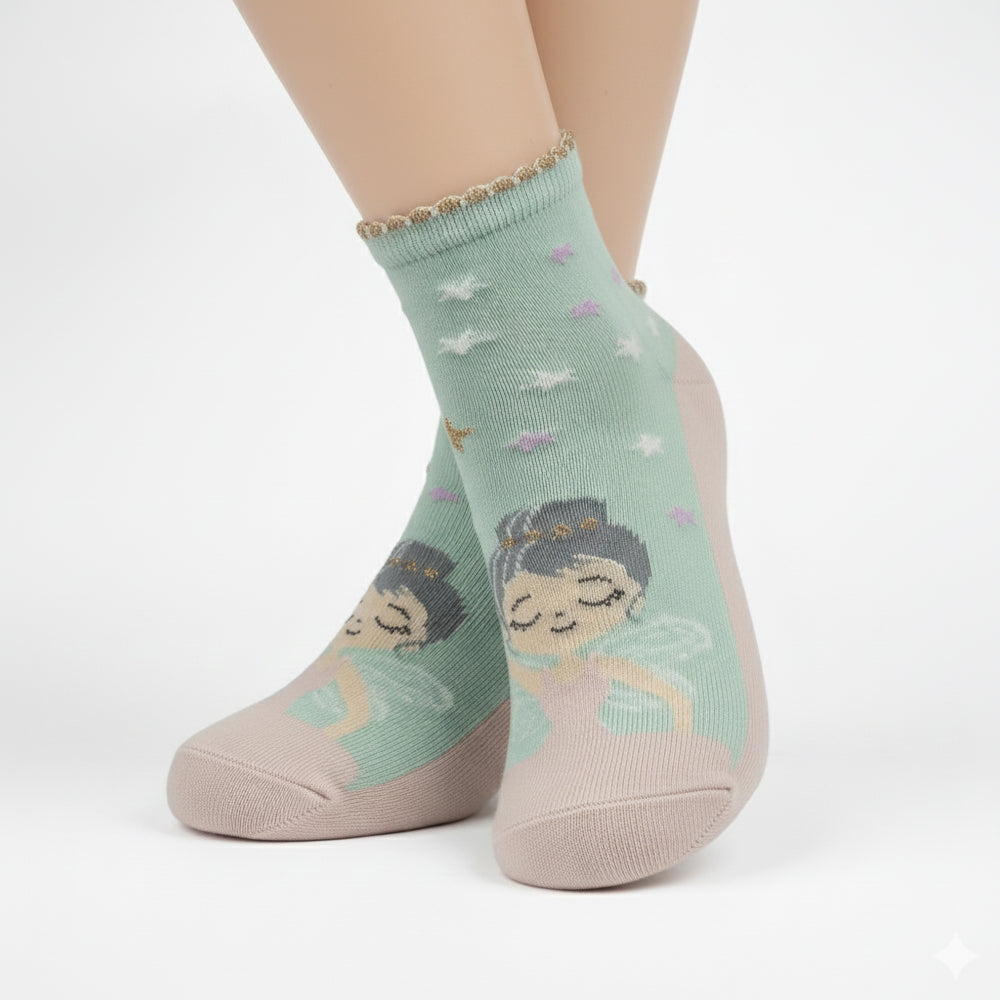 Girl Fairy Print Anti-Slip Socks