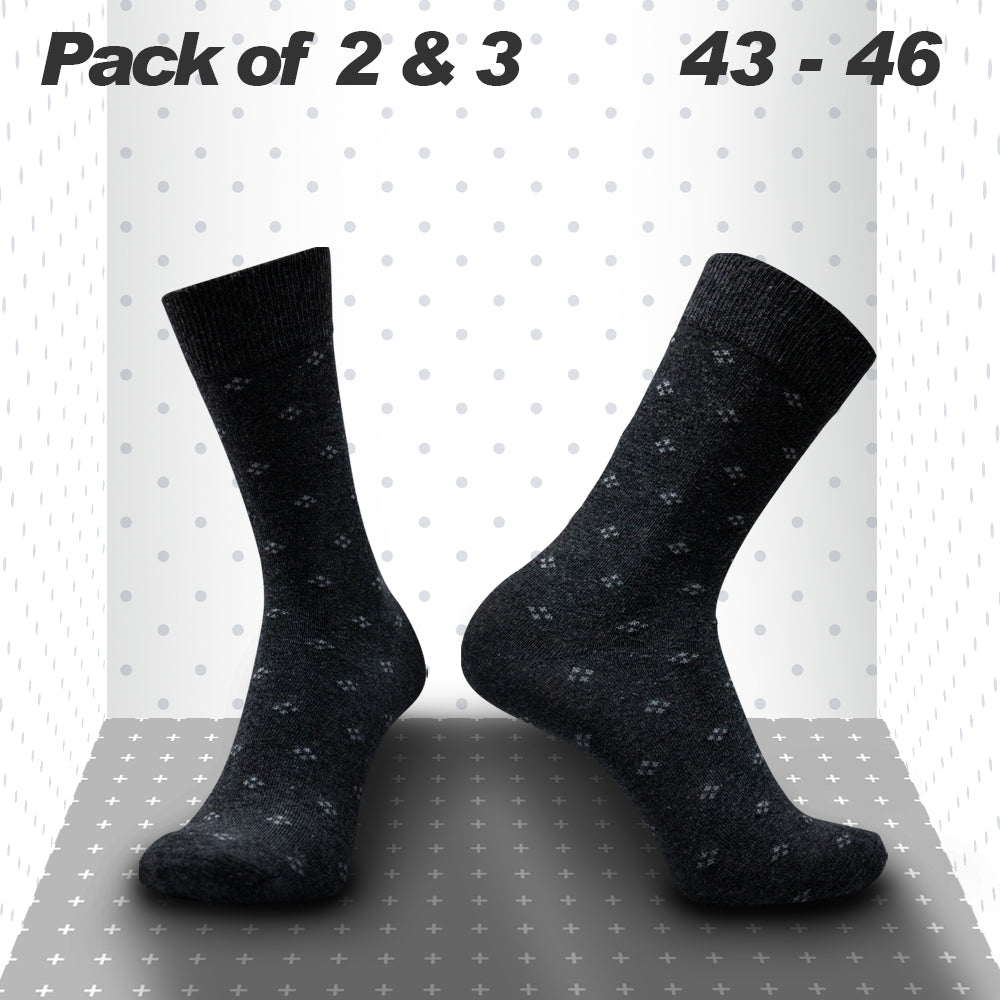 Men Black Crew Socks with Subtle Pattern