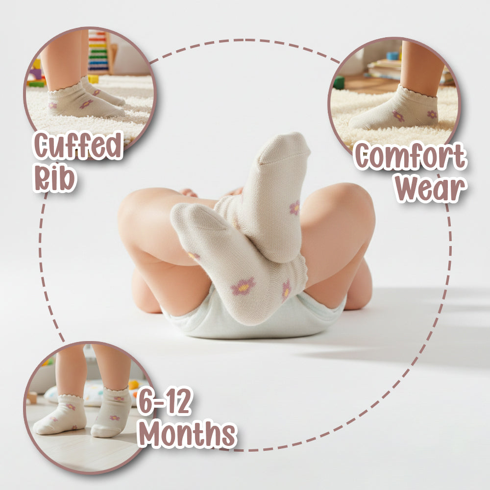 Sweet Floral Print Baby Girl Socks