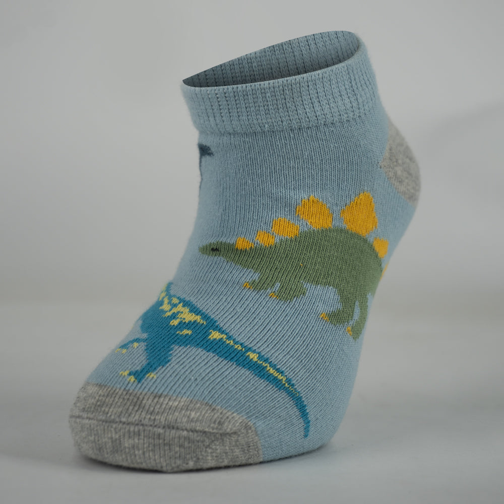 Boy's Dinosaur & Stripe Ankle Socks