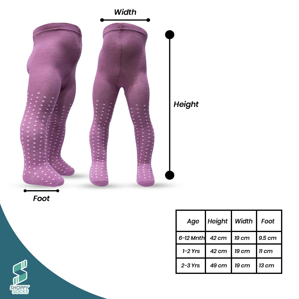 Girls Lilac Pink Polka Dot Knit Tights (CJ)