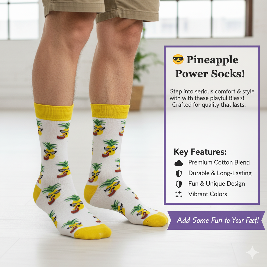Cool Pineapple Print Socks for Men