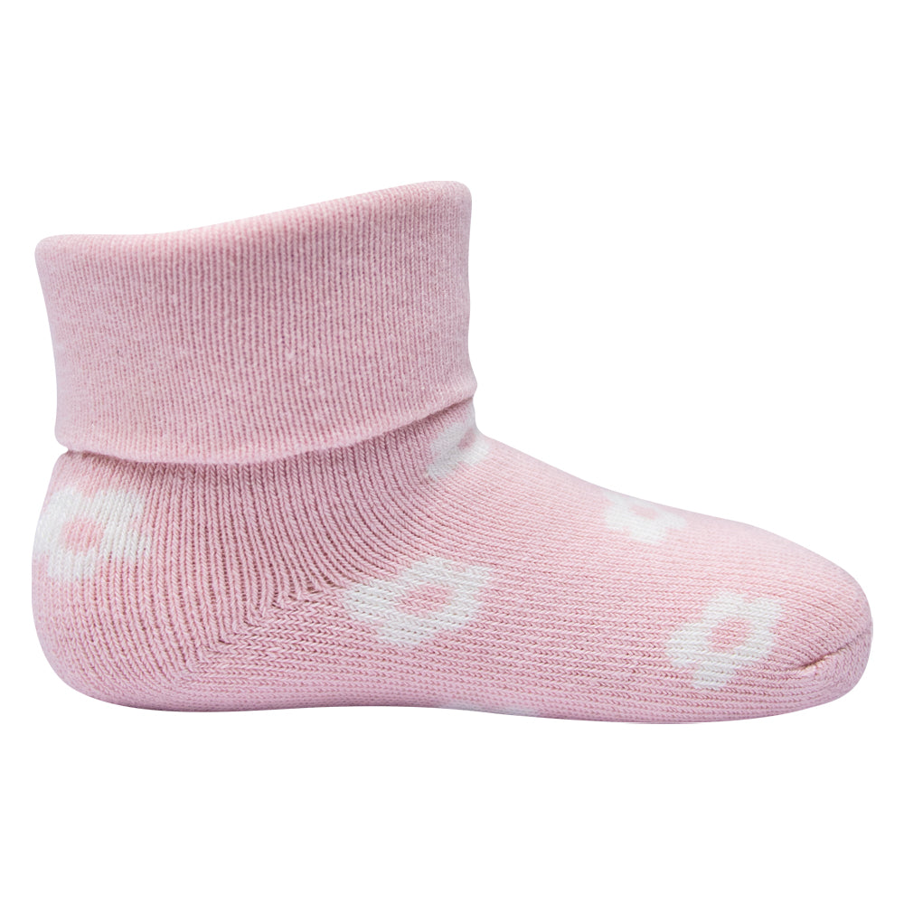 Born Baby Girl Socks | Pink Floral Print Cotton Booties