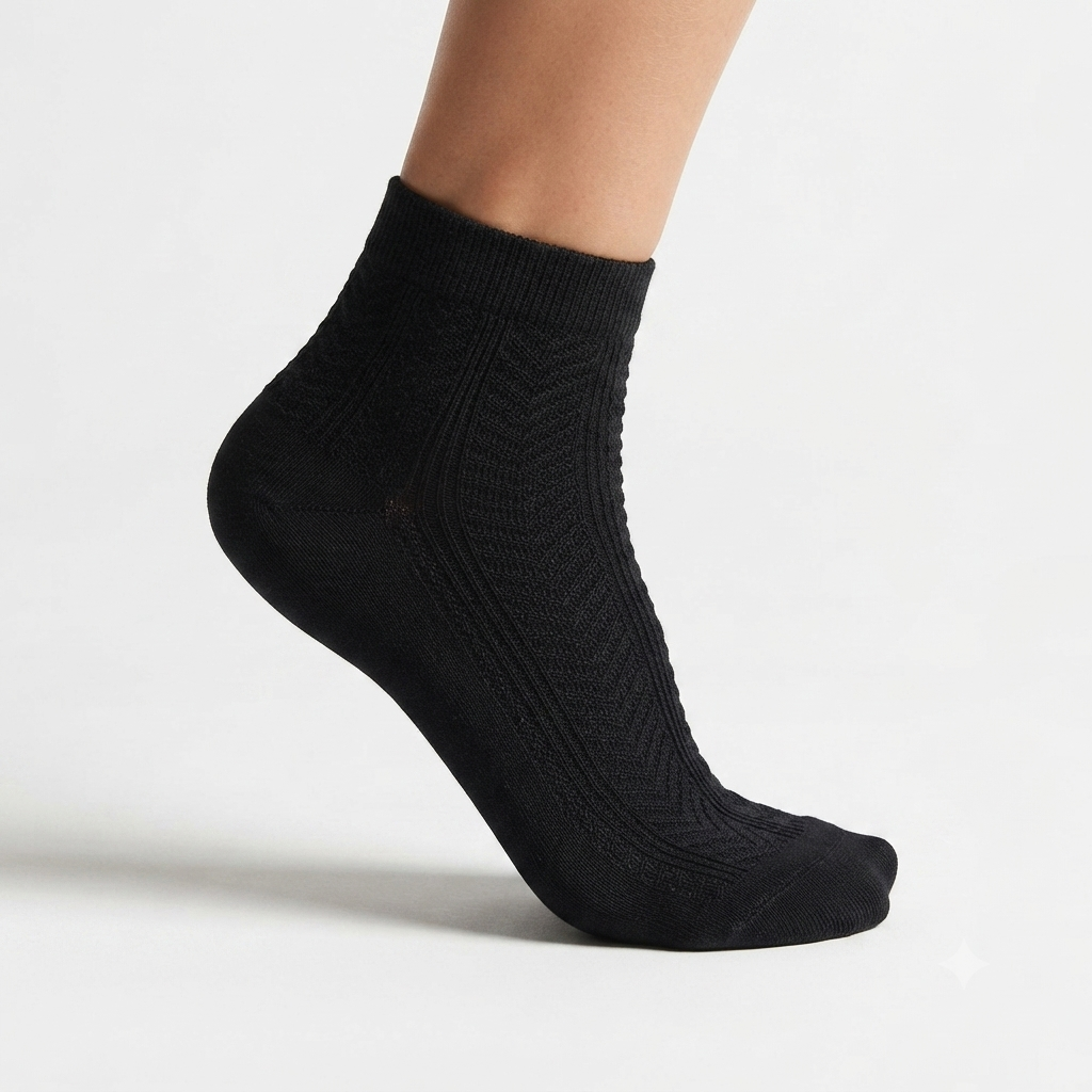 Women Cable knit Black socks