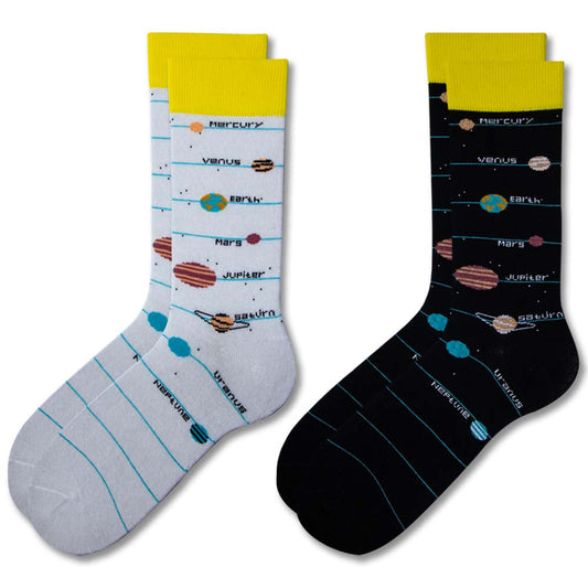 Men Solar System Print Crew Socks