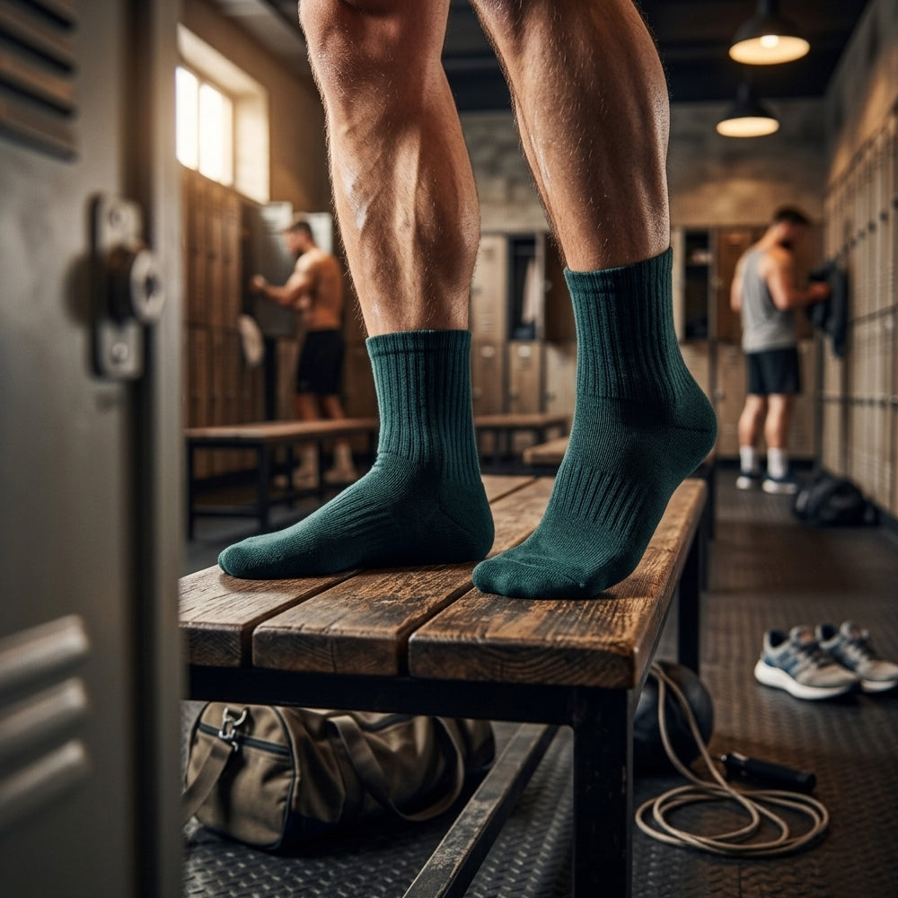 Forest Moss Ribbed Quarter Socks