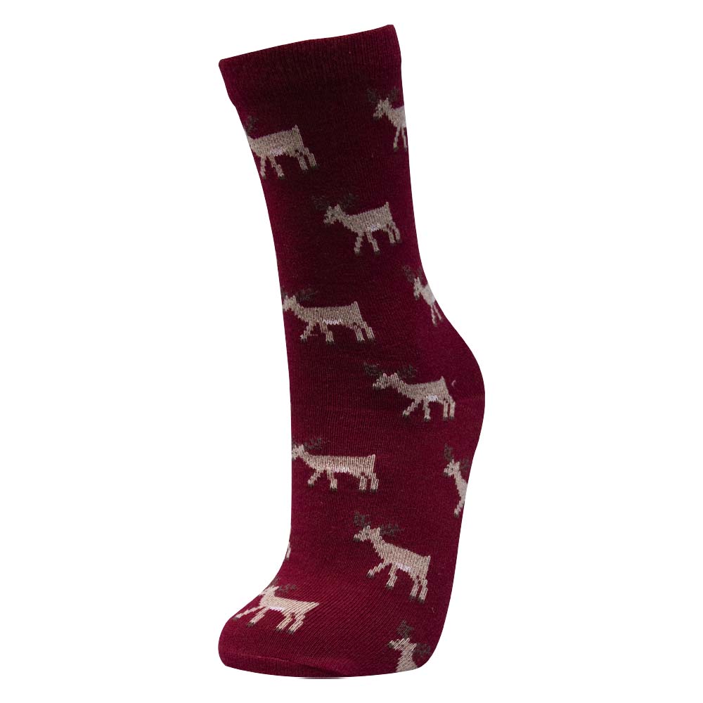 Stripes & Whimsical Deer Pattern Kids Unisex Crew Sock