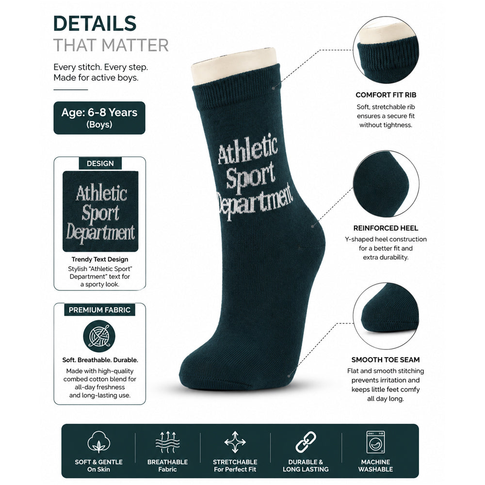 Boys "Athletic Sports Department" print Socks